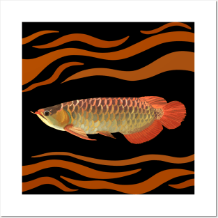 Orange Arowana Fish - Orange Waves Posters and Art